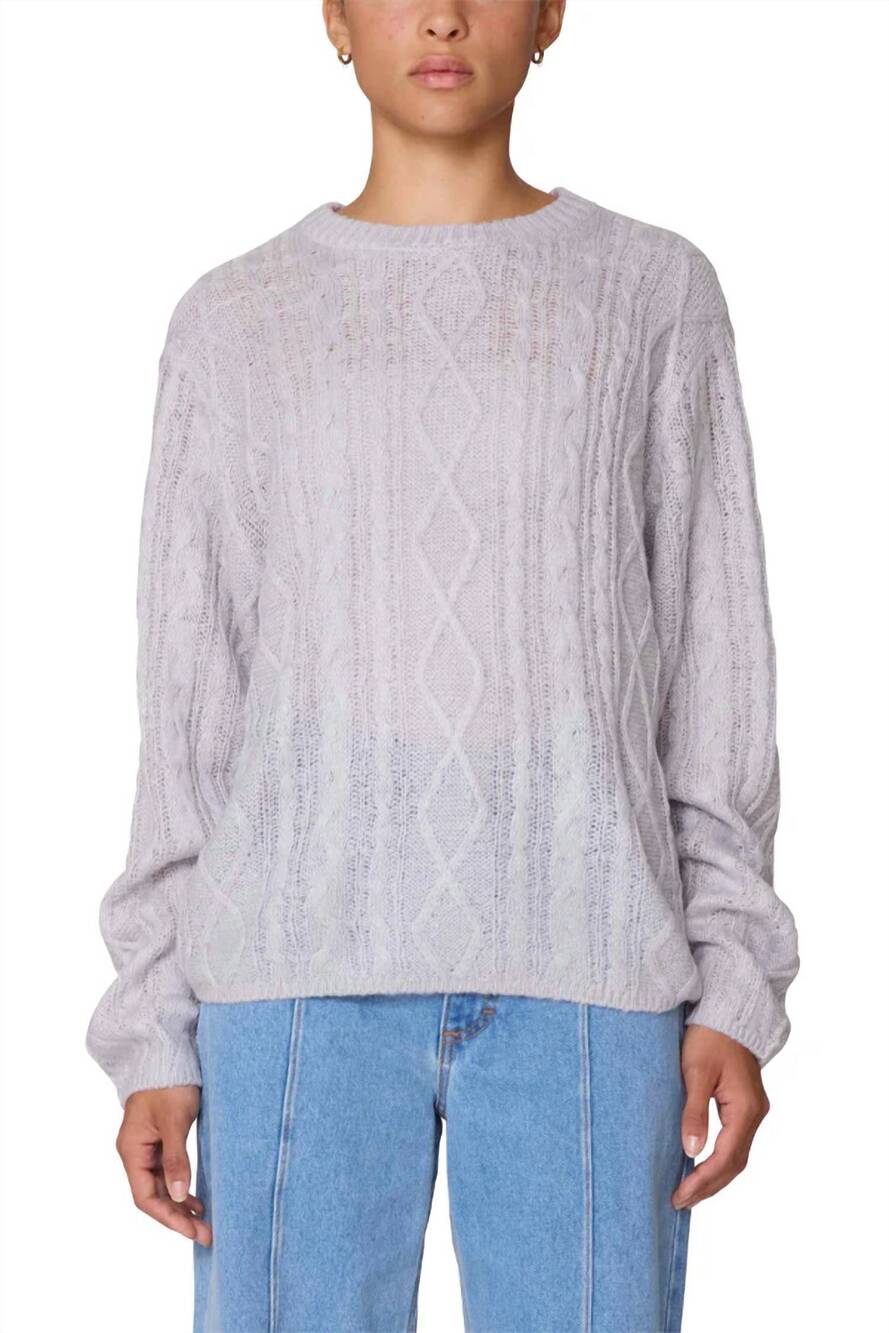 NEW OBEY CLOTHING isabella loose cable sweater in nimbus